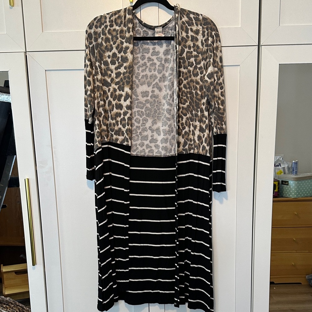 7th Ray Leopard and Striped Cardigan